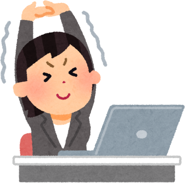 Illustration of Female Employee Stretching at Work