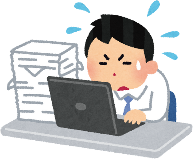 Illustration of an Overworked Salaryman at His Desk