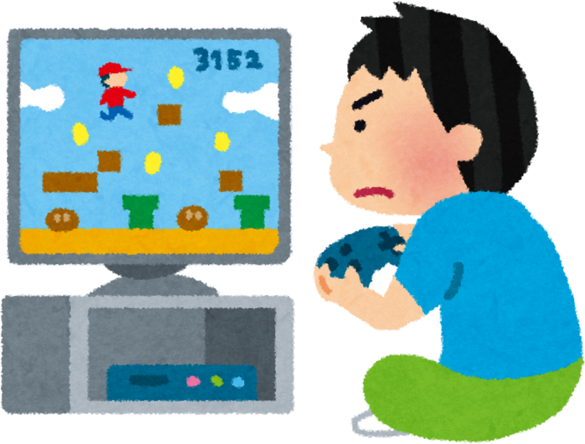 Illustration of a Boy Engrossed in Playing a Video Game